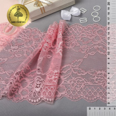 Кружево-стрейч KRUZHEVO арт.TBY.D8 шир.160мм цв.розовый уп.10м