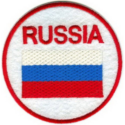 Термоаппликация Russia арт.TBY.FLAG.2 цв.красн/бел/син Ø80мм уп.10шт