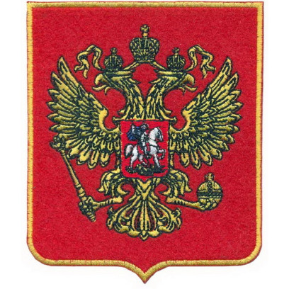Термоаппликация Герб России арт.TBY.FLAG.3 цв.красн/золото 85х100мм уп.10шт