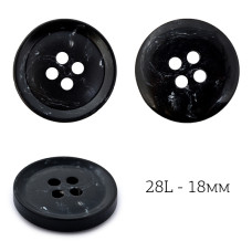 Пуговицы пластик TBY.J.1851 цв.01 черный 28L-18мм, 4 прокола, 36шт