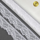 Кружево-стрейч KRUZHEVO арт.TBY.L839 шир.30мм цв.01 белый уп.50м