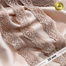 Кружево-стрейч KRUZHEVO арт.TBY.L839 шир.30мм цв.S098 капучино уп.50м