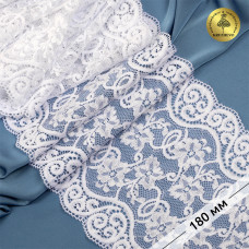 Кружево-стрейч KRUZHEVO арт.TBY.YSTL00578 шир.180мм цв.01 белый уп.25м