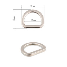 Полукольцо металл TBY-21502 19х15мм (внутр. 15мм) цв. никель уп. 10шт