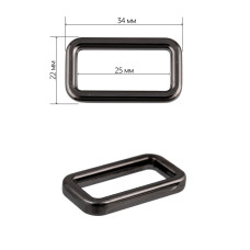 Рамка металл прямоугольная TBY-052503 34х22мм (внутр. 25мм) цв. черный никель уп. 10шт