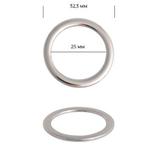Кольцо металл TBY-2A1065.2 32,3мм (внутр. 25мм) цв. никель уп. 10шт