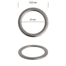 Кольцо металл TBY-2A1065.3 32,3мм (внутр. 25мм) цв. черный никель уп. 10шт