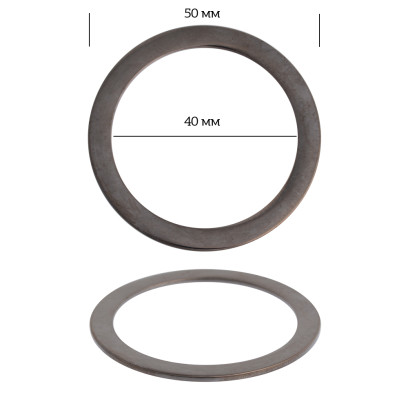 Кольцо металл TBY-2C1071.3 50мм (внутр. 40мм) цв. черный никель уп. 10шт