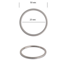 Кольцо металл TBY-3B13549.2 30мм (внутр. 25мм) цв. никель уп. 10шт