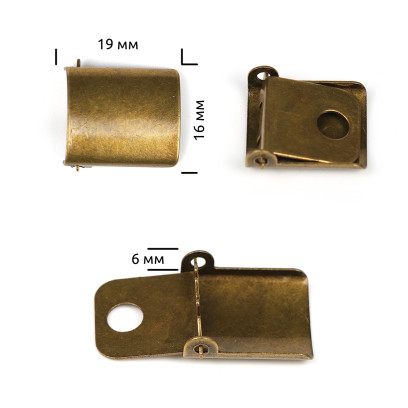Застежка для бейсболки металлическая арт.TBY-162019-4.1 разм.16мм цв.антик уп.50шт
