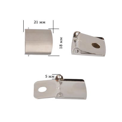Застежка для бейсболки металлическая арт.TBY-182019-1.1 разм.18мм цв.никель уп.50шт