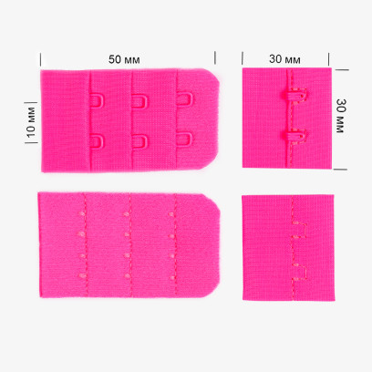 Застежка TBY для бюстгальтера 2 ряда 3 крючка 3см арт.57 розовый неон A1402 уп.100шт