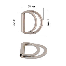 Полукольцо двойное металл TBY-3C7454.2 33х30мм (внутр. 25мм) цв. никель уп. 10шт