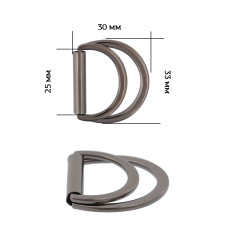 Полукольцо двойное металл TBY-3C7454.3 33х30мм (внутр. 25мм) цв. черный никель уп. 10шт