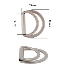 Полукольцо двойное металл TBY-3D7453.2 40х35мм (внутр. 30мм) цв. никель уп. 10шт