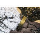 Кружево свадебное (на органзе) с пайетками и бусинами арт.TBY E1344/W010 шир.160мм цв.черный уп.9,14м