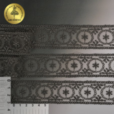 Кружево на сетке KRUZHEVO арт.TR.4010 шир.30мм цв.370 т.серый уп.14м