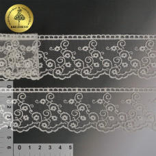 Кружево на сетке KRUZHEVO арт.TR.4886 шир.45мм цв.112 молочный уп.14м