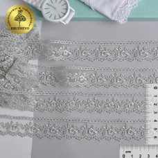 Кружево на сетке KRUZHEVO арт.TR.8B0038B шир.25мм цв.04 серый уп.9м