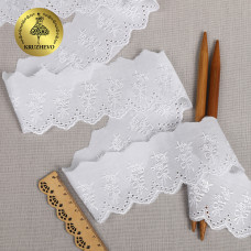 Кружево шитье KRUZHEVO арт.ТСВ-20S10 шир.5,5см цв.001 белый, хлопок уп.2,5м