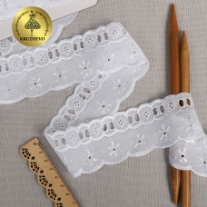 Кружево шитье KRUZHEVO арт.ТСВ-20S15 шир.5см цв.001 белый, уп.2,5м