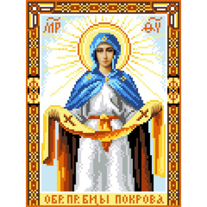 Рисунок на шелке МАТРЕНИН ПОСАД арт.28х34 - 3006ш Покрова Пресвятой Богородицы