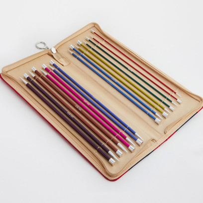 47406 Knit Pro Набор прямых спиц для вязания Zing 30 см 8 спиц 2,5-6мм алюминий