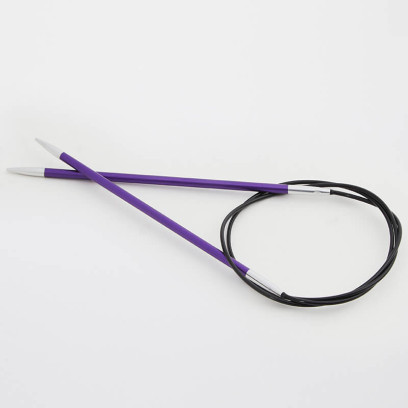 47128 Knit Pro Спицы круговые для вязания Zing 3,75мм/80см, алюминий, аметистовый