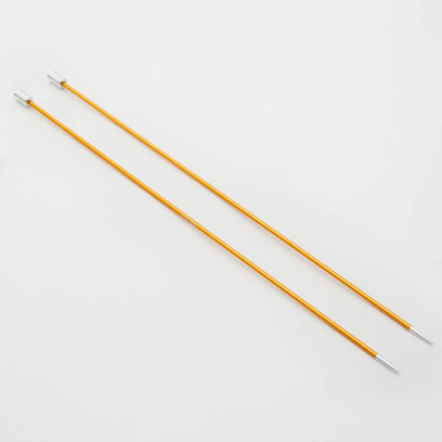 47292 Knit Pro Спицы прямые для вязания Zing 2,25мм/35см, алюминий, янтарный, 2шт
