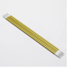 47007 Knit Pro Спицы чулочные для вязания Zing 3,5мм/15см, алюминий, хризолитовый, 5шт