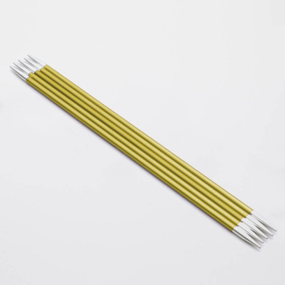 47007 Knit Pro Спицы чулочные для вязания Zing 3,5мм/15см, алюминий, хризолитовый, 5шт