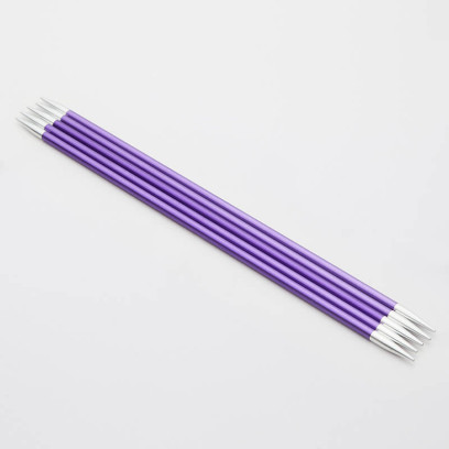 47008 Knit Pro Спицы чулочные для вязания Zing 3,75мм/15см, алюминий, аметистовый, 5шт