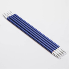 47009 Knit Pro Спицы чулочные для вязания Zing 4мм/15см, алюминий, сапфир, 5 шт