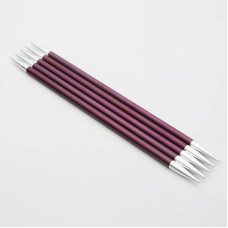 47013 Knit Pro Спицы чулочные для вязания Zing 6мм/15см, алюминий, фиолетовый бархат, 5шт