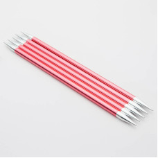 47044 Knit Pro Спицы чулочные для вязания Zing 6,5мм/20см, алюминий, коралловый, 5шт