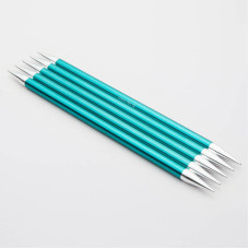 47046 Knit Pro Спицы чулочные для вязания Zing 8мм/20см, алюминий, изумрудный, 5шт
