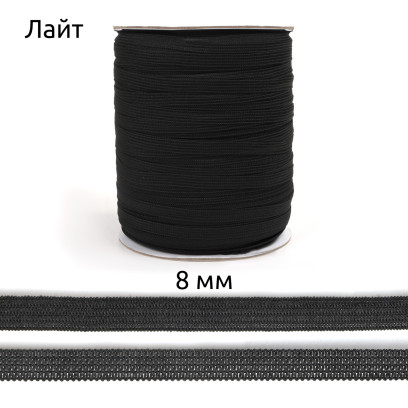Резинка TBY вязаная Лайт 8мм черный 3,5г боб.200м
