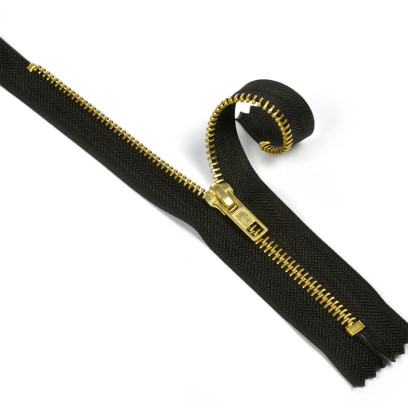 Молния MaxZipper джинсовая золото №5, 18см н/р цв.F322 черный уп.50шт