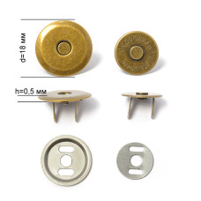 Кнопка магнитная на усиках ТВ.6613 h0,5мм Ø18мм цв. антик уп. 50шт