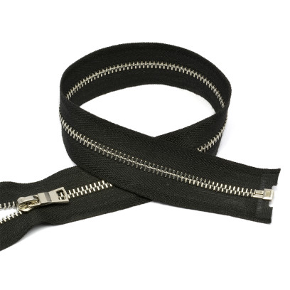 Молния MaxZipper мет. №3 никель шлиф.звено, 60 см цв.F322 черный уп.1шт