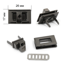 Застежка для сумки TBY.1381 26х17мм цв.черный никель уп.2шт