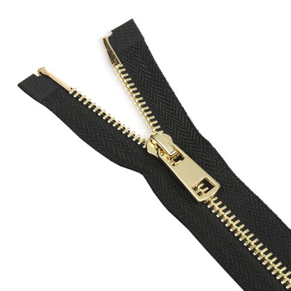 Молния MaxZipper мет. Титан №5 золото 18см н/р цв.F322 черный уп.1 шт