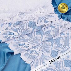 Кружево-стрейч KRUZHEVO арт.TBY.8038 шир.240мм цв.01 белый уп.3м