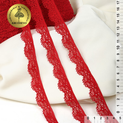 Кружево-стрейч KRUZHEVO арт.TBY.8031 шир.15мм цв.L101 т.красный уп.50м