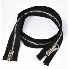 Молния MaxZipper мет. №8 никель шлиф.звено, 2 замка, 110 см цв.F322 черный уп.10шт
