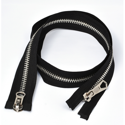 Молния MaxZipper мет. №8 никель шлиф.звено, 2 замка, 110 см цв.F322 черный уп.10шт