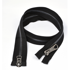 Молния MaxZipper мет. №8 черный никель шлиф.звено, 2 замка, 110 см цв.F322 черный уп.10шт