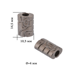 Наконечник для шнура металл TBY OR.6660-0087 (10,3х14,5мм, отв.4мм) цв. черный никель уп. 50шт