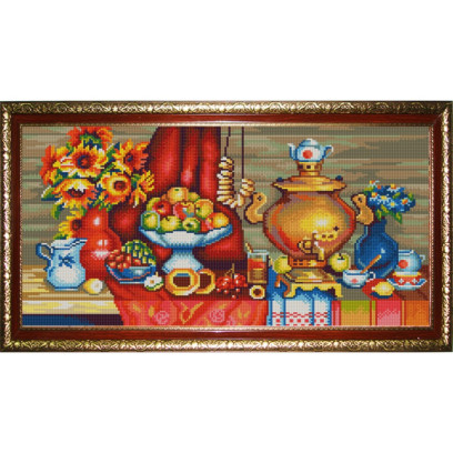 Рисунок на ткани (Бисер) КОНЁК арт. 9958 У самовара 25х45 см