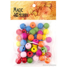 Бусины деревянные детские MAGIC HOBBY арт.MG-B 119 цв.ассорти уп.40г (180±3 шт.) Ø8 мм, in Ø1,5мм